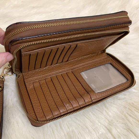 MICHAEL KORS Vintage JET SET Large Double Zip Brown Leather Wrist Wallet - Picture 4 of 16